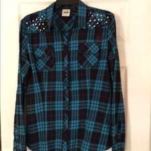 Harley-Davidson original teal, black and burgundy plaid XL long sleeve shirt